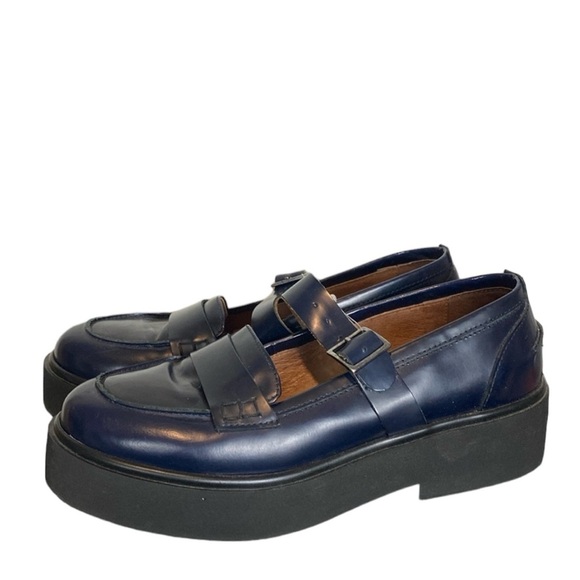 Free People navy blue platform loafers - Picture 1 of 9